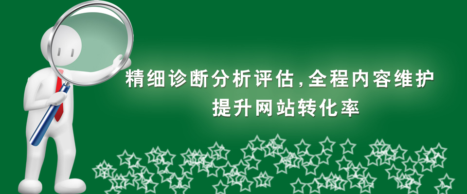 精细诊断分析评估，全程内容维护，提升网站转化率